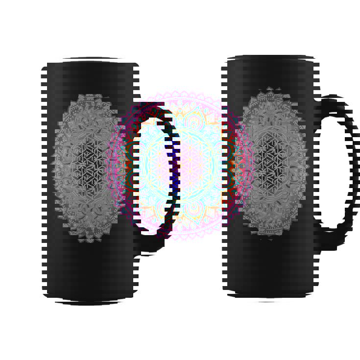 フラワー・オブ・ライフシンボル 民間伝承 マンダラ 5 ファン ファン ファン コーヒーマグ