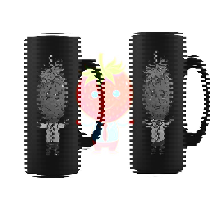 フルーツやネクタイ好きのための従業員ストロベリーアウトフィット コーヒーマグ