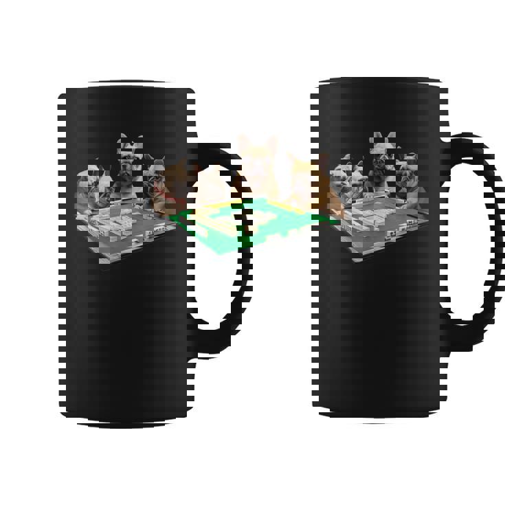 フレンチブルドッグ 犬 麻雀 面白いtシャツ メンズ おもしろ 面白い 服 おもしろグッズ ネタ 雀士 コーヒーマグ