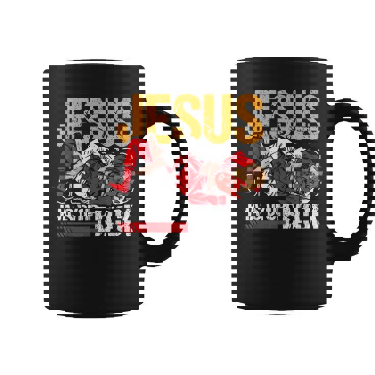 ブラジリアン柔術 ジーザス・ハズ・ユア・バック 面白いクリスチャンbjj コーヒーマグ