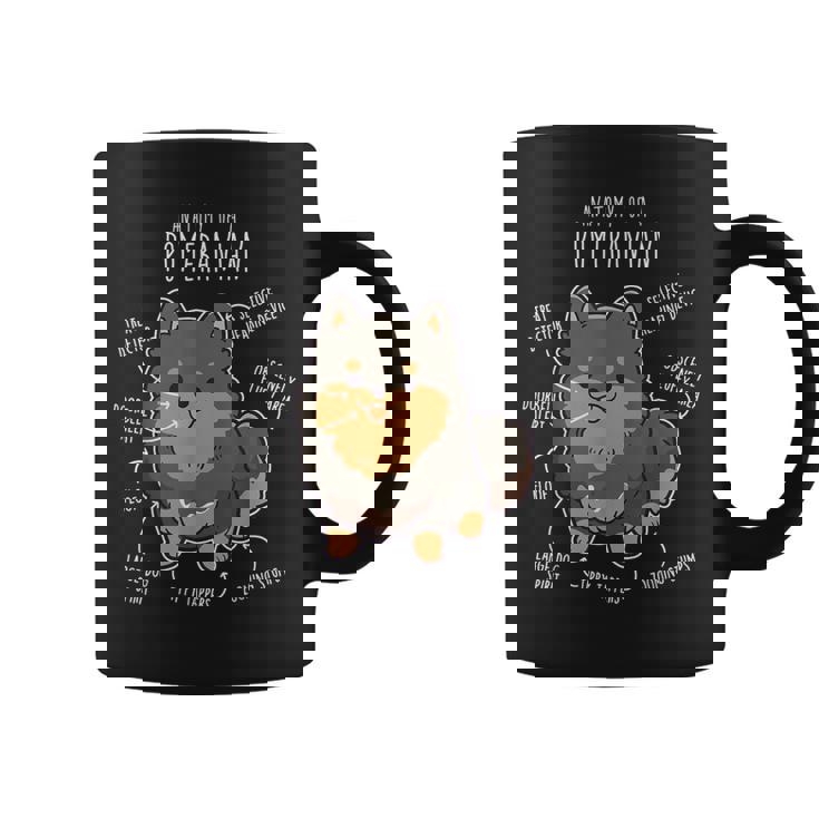 ブラック&タン ポメラニアン 犬の解剖学 面白い かわいい ペット ポンポン ママ コーヒーマグ