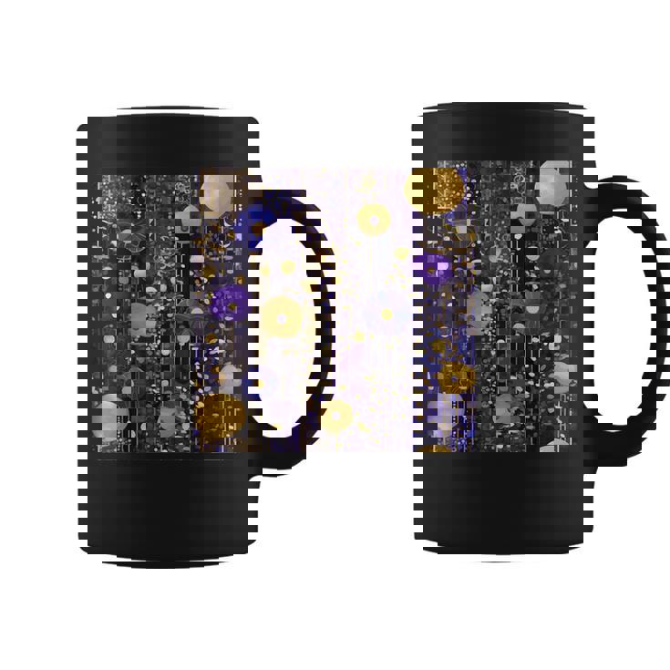 ブルーとゴールド フラワーガーデン アフタークリムト コーヒーマグ