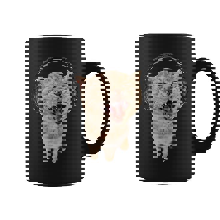 ヘッドフォン付き猫 ミーム コーヒーマグ