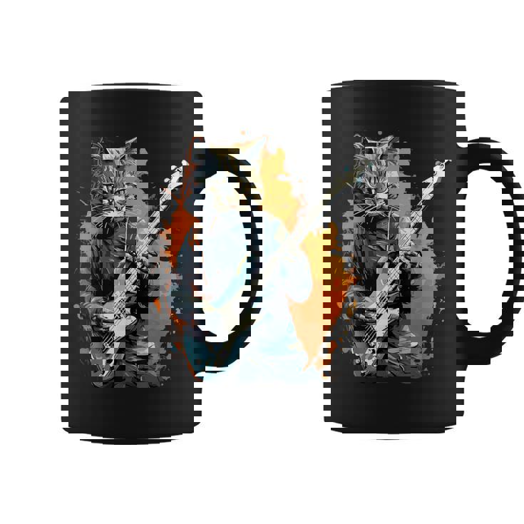 ベースギター 音楽 猫 ギターを弾く コーヒーマグ