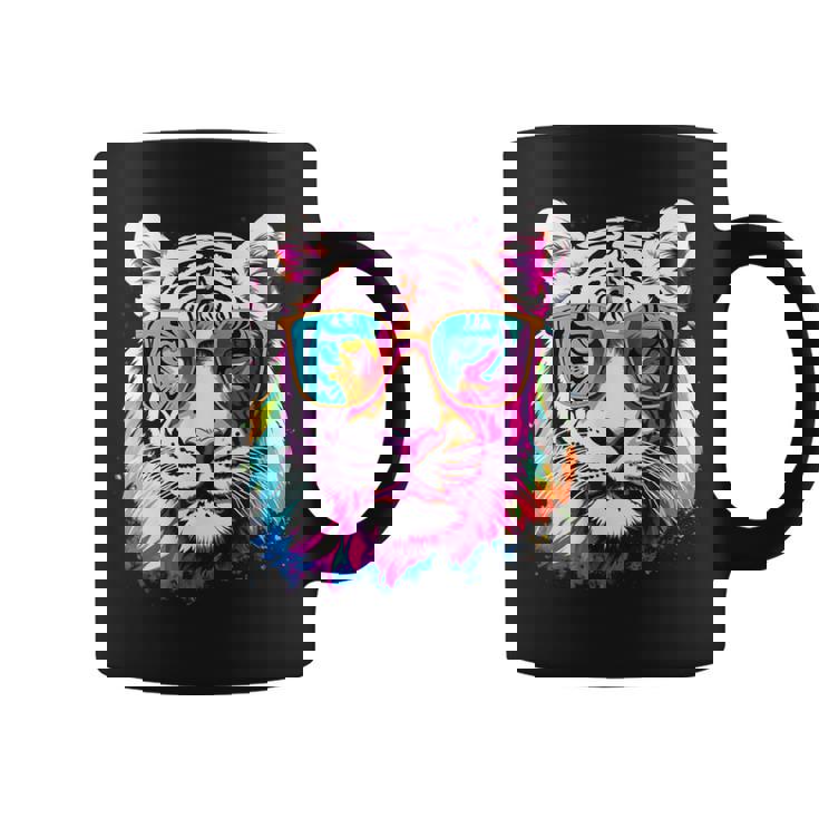 ホワイトタイガー サングラス カラフル アート 動物 虎 コーヒーマグ