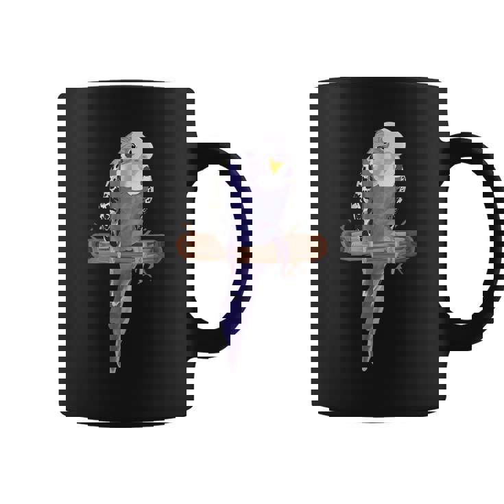 ホワイトパープルセキセイインコエキゾチックペットアニマルモチーフ鳥 コーヒーマグ