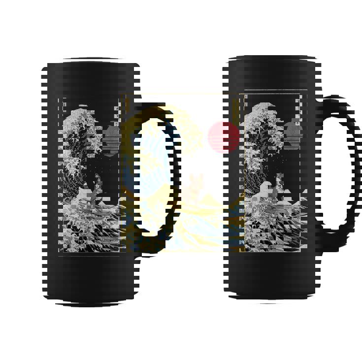 ボストンテリア 日本神奈川波 おもしろサーフドッグ コーヒーマグ