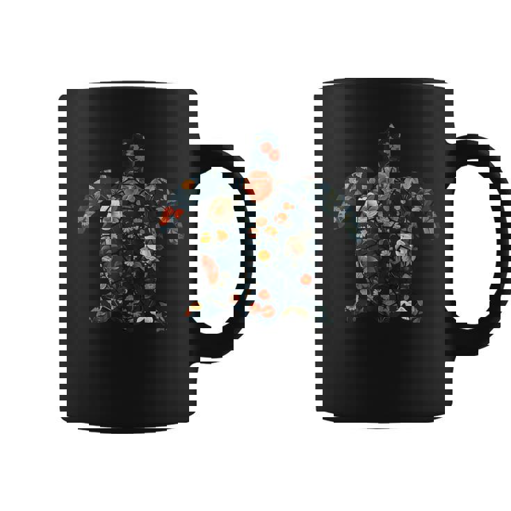 ボタニカルシルエットの花 海の花 ウミガメ コーヒーマグ