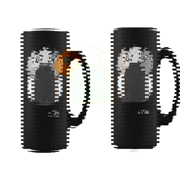 ボンレス犬とボンレス猫 おにぎり ダークカラー コーヒーマグ