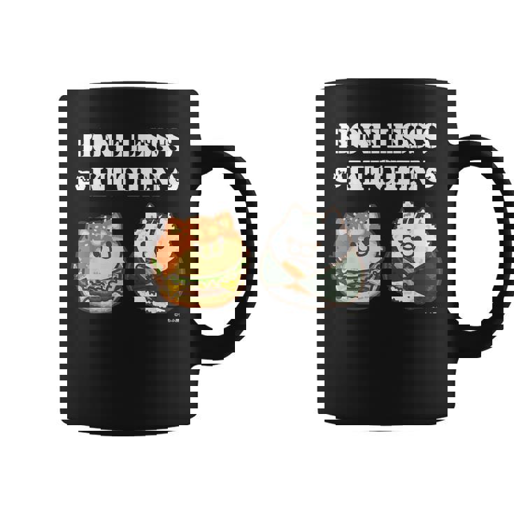 ボンレス犬とボンレス猫 ハンバーガーとおにぎり ダークカラー コーヒーマグ