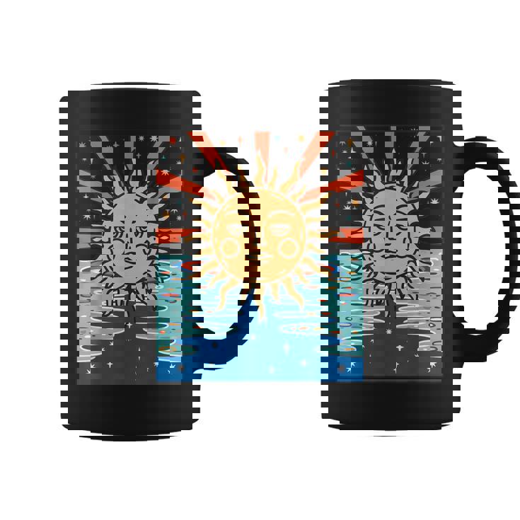 ボーホー 太陽と月 天体 三日月 フェイズ コーヒーマグ