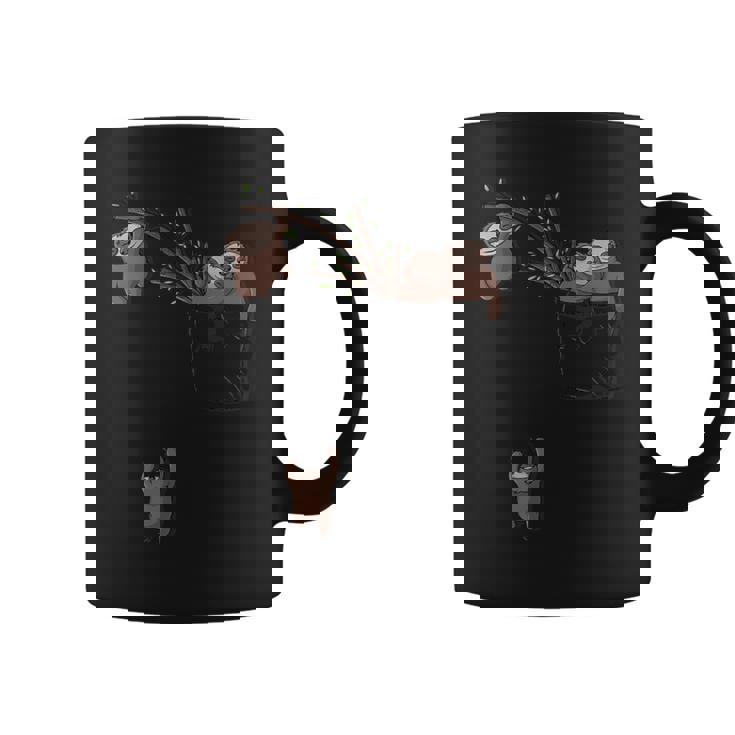 ポケットで遊ぶかわいいナマケモノの家族 コーヒーマグ