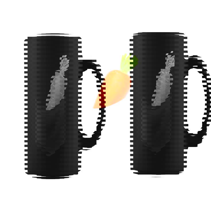 ポケットに入ったニンジン野菜、胸に面白いフルーツニンジン。 コーヒーマグ