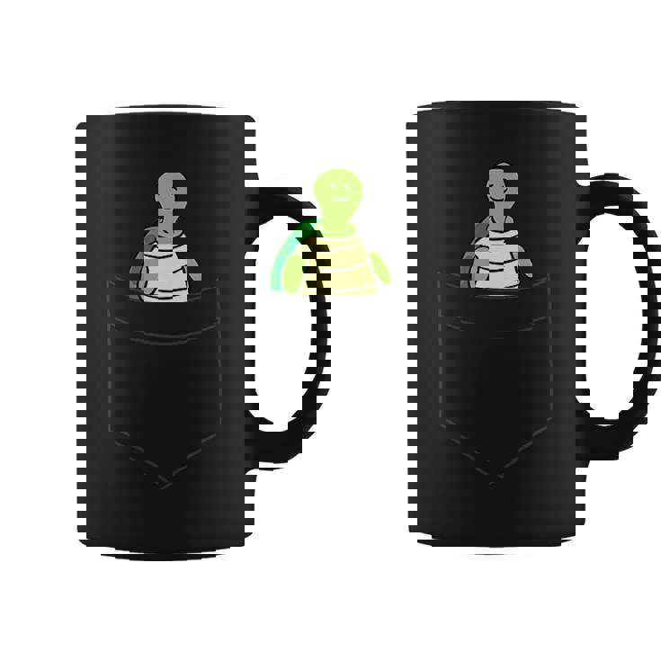 ポケットに入った亀 かわいいポケット ウミガメ コーヒーマグ