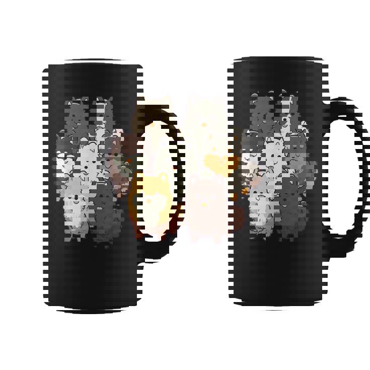 ポメラニアン ドッグ グループ かわいい ペット ブラック ホワイト チョコレート ポンポン コーヒーマグ