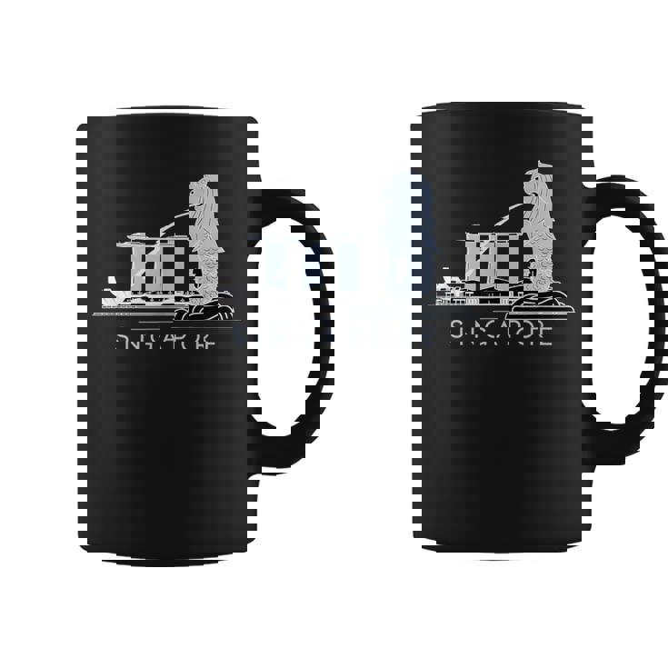 マリーナベイサンズ、マーライオンのスカイラインデザイン、象徴的なシンガポール コーヒーマグ