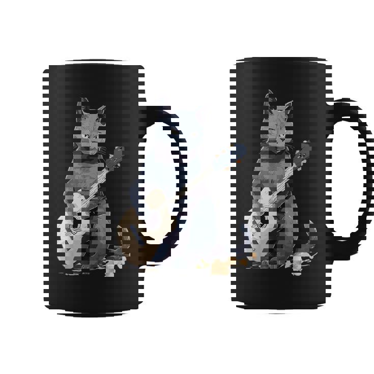 ミュージシャン ロシアンブルー猫 ギタリスト 猫とギター コーヒーマグ