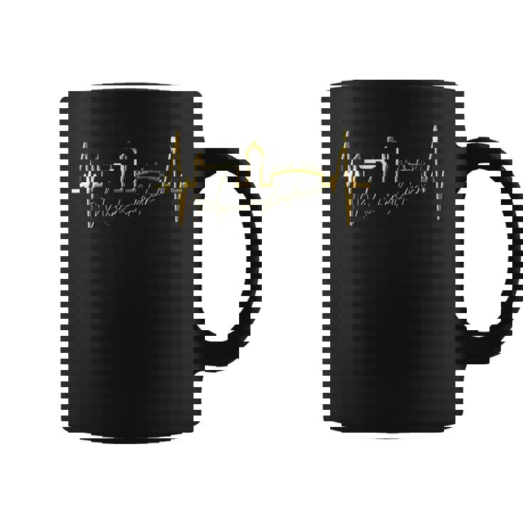 メンヒェングラートバッハのスカイライン ハートビート ドイツ大好きi Love Mönchengladbach 長袖tシャツ コーヒーマグ