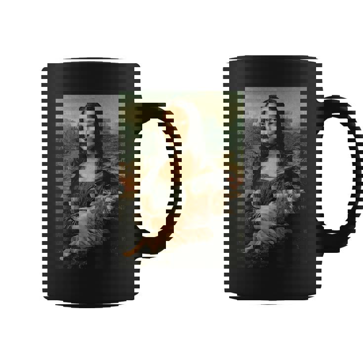 モナリザとオレンジ猫 面白いアートペインティング コーヒーマグ