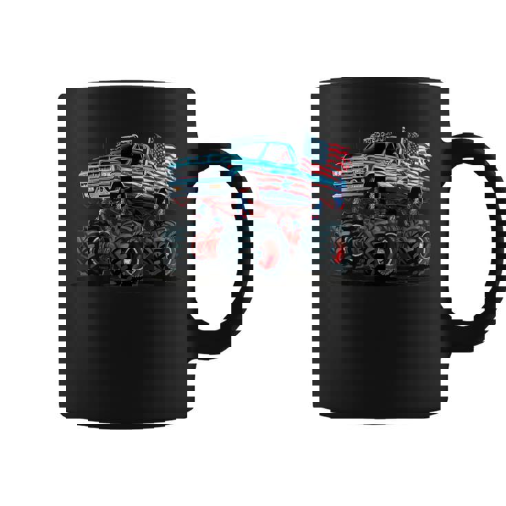 モンスタートラック 幼児用 キッズ アメリカ国旗 モンスタートラック コーヒーマグ