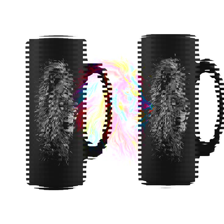 ライオンアート 抽象 カラフル 動物 グラフィック ライオン コーヒーマグ