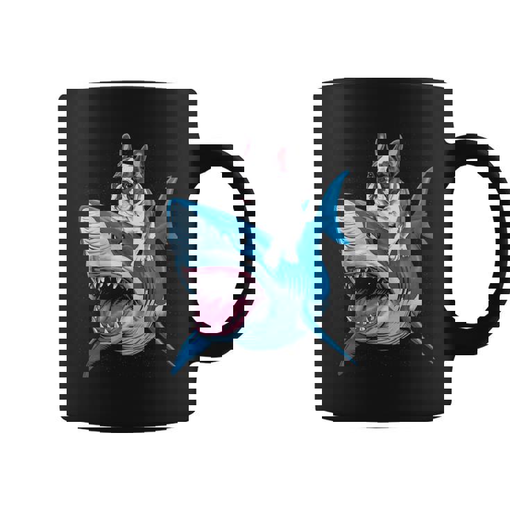 ライディング シャーク フレンチブルドッグ 長袖tシャツ コーヒーマグ