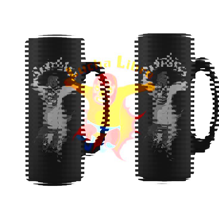 ルチャリブレメキシコ覆面レスラー漫画アクションポーズ コーヒーマグ