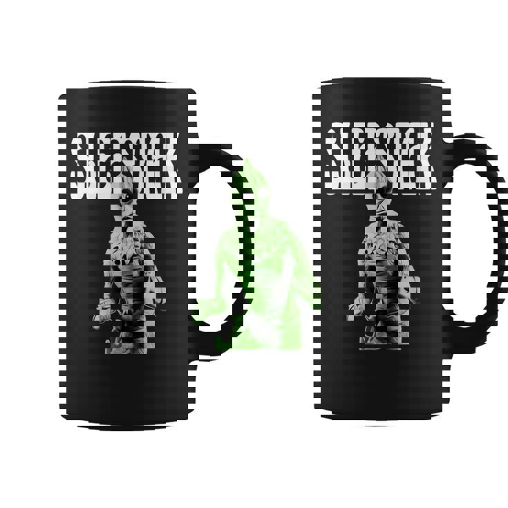 レトロなスリースタック爬虫類エイリアンのグラフィック。 コーヒーマグ