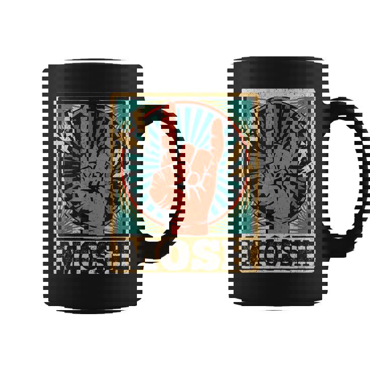 レトロなヴィンテージサインオブザホーンモッシュヘビーロックミュージック コーヒーマグ