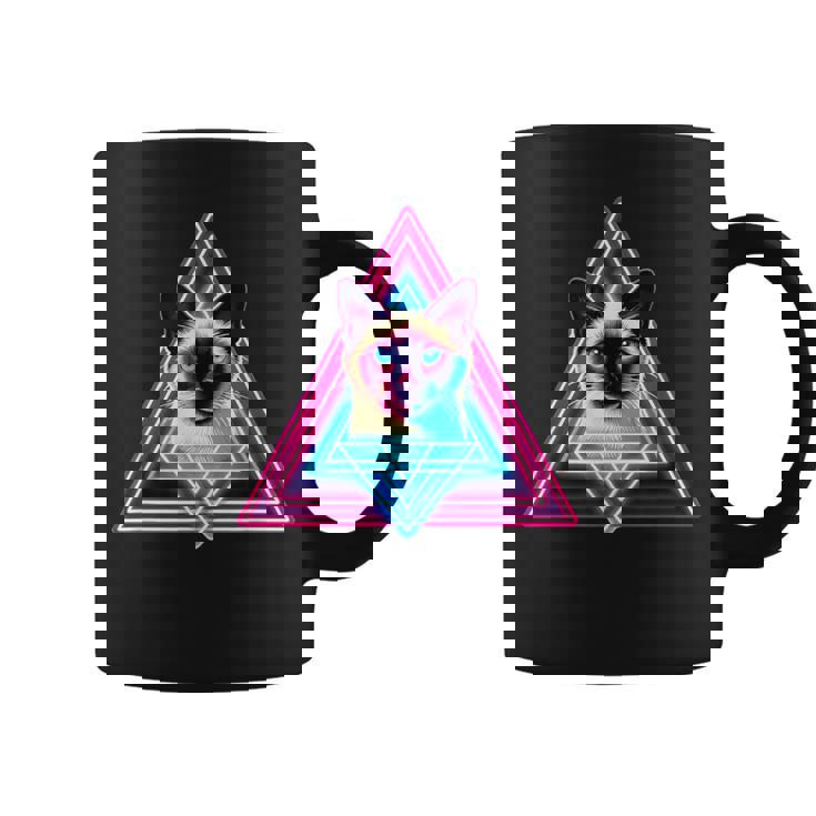 レトロな三角形のピラミッド猫のシャム猫 コーヒーマグ