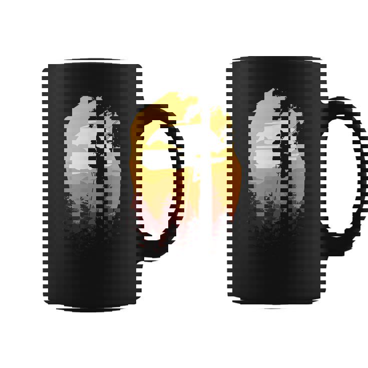 レトロサンセットツリークライマーアーボリスト。 コーヒーマグ