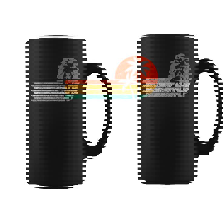 レトロスタイル トロピカル ビンテージ 夕日 ビーチ ヤシの木 コーヒーマグ