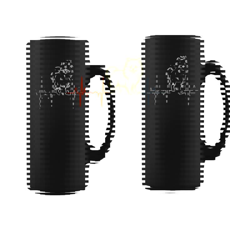 レトロ・ハートビート・ポメラニアン心電図 コーヒーマグ