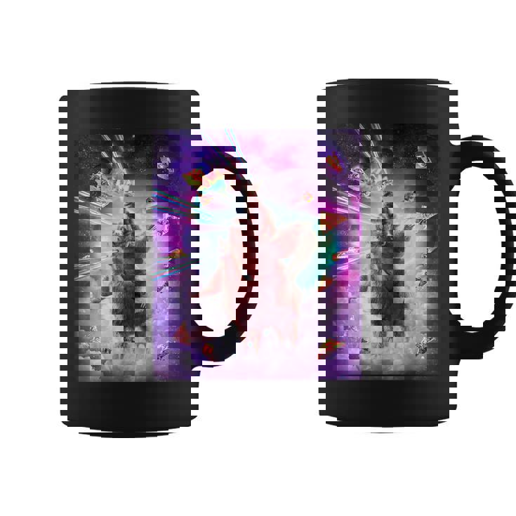 レーザーアイズスペースキャットライディングナマケモノ、ラマ-レインボー コーヒーマグ