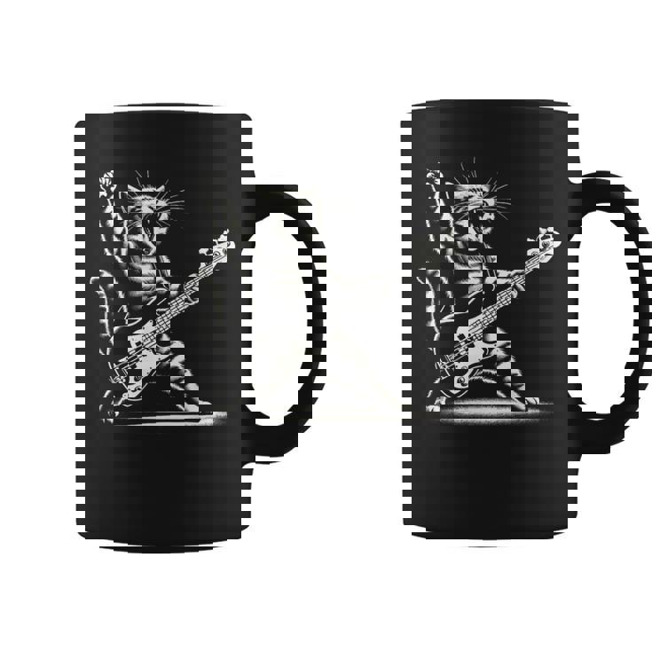 ロッキーキャット ベースギター4面エレキベースプレーヤー コーヒーマグ