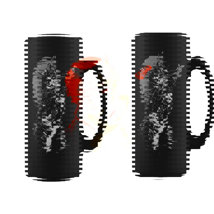 ロックキャット ギターを弾く ファニーキャット エレキギター 男性 女性 コーヒーマグ