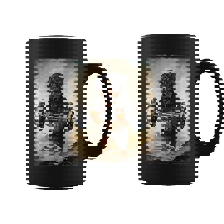 ロットワイラー 犬の筋トレ ウェイトリフティング コーヒーマグ