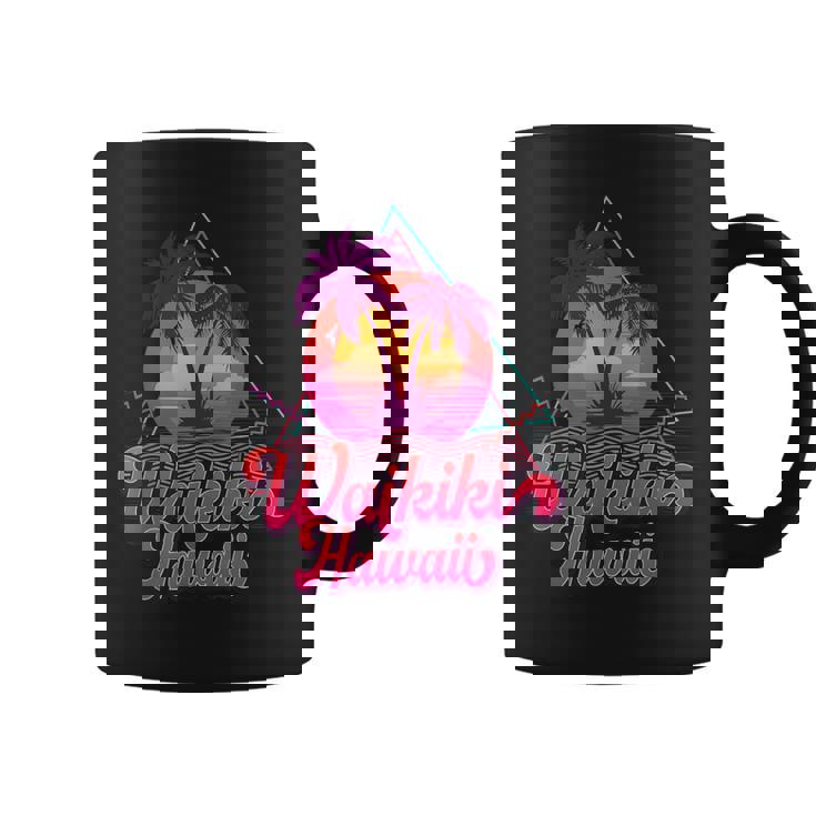 ワイキキ ビーチ バケーション ハワイ サーフ サンセット サーファー レトロ 80年代 コーヒーマグ