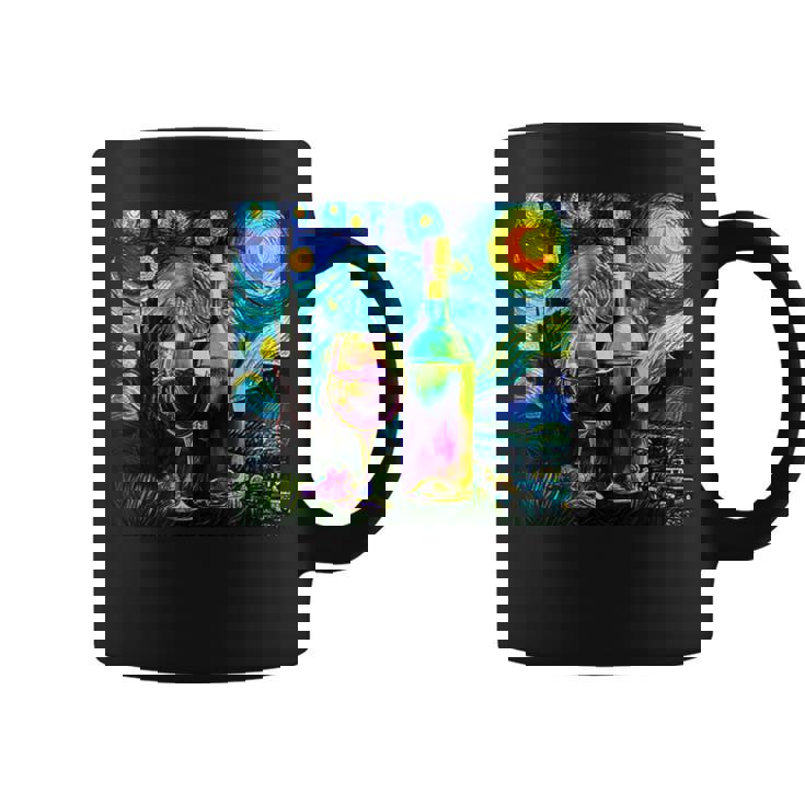 ワイン 酒 面白いtシャツ ゴッホ 星月夜 飲み おもしろ 飲み会 のんべえ メンズ 居酒屋 ネタ コーヒーマグ