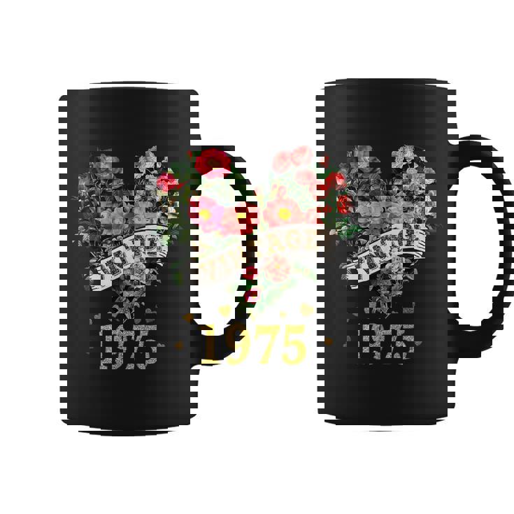 ヴィンテージ 1975年 楽しい かわいい 花柄 花 ラブハート 49歳の誕生日 コーヒーマグ