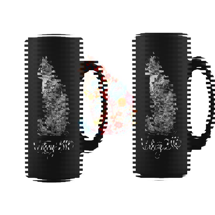 ヴィンテージ 2000 花柄 花 猫好き 24時間 誕生日 コーヒーマグ