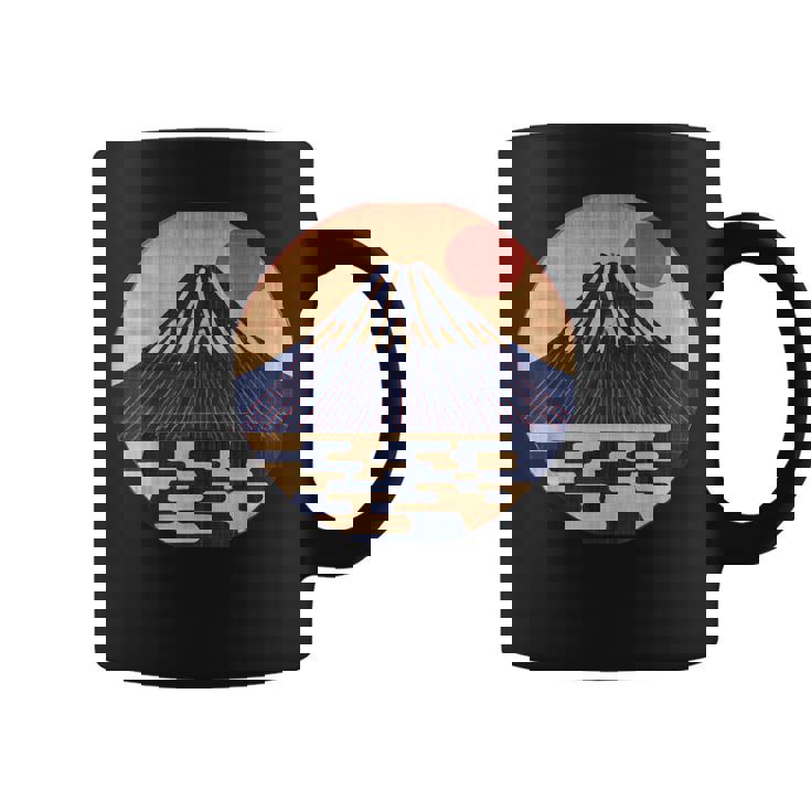 ヴィンテージ 和 富士山 山の上の日本の舞う太陽 コーヒーマグ