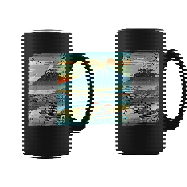 ヴィンテージ 日本の富士山 山に昇る太陽 コーヒーマグ