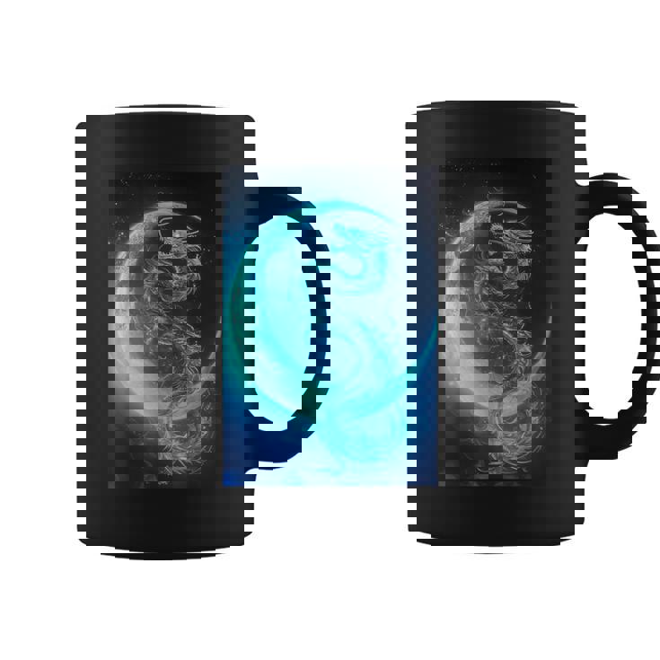 三日月のドラゴン ブルーギャラクシー天文学 アート コーヒーマグ