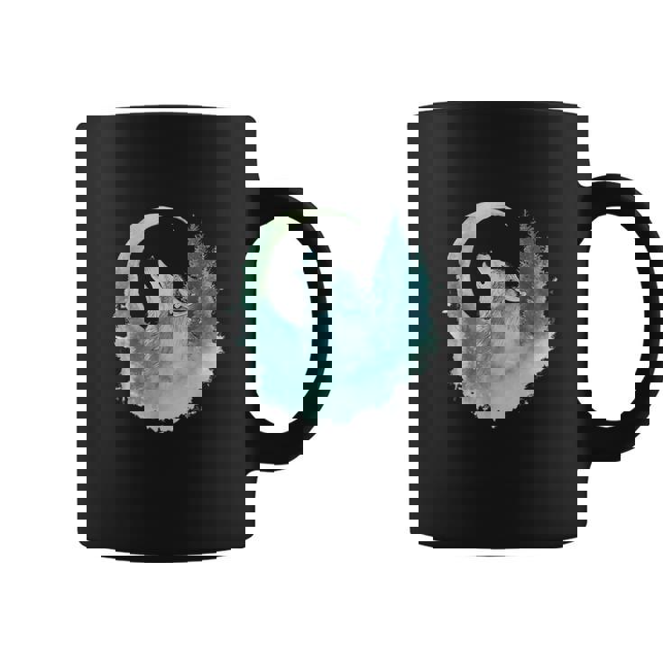 三日月の下で遠吠えするオオカミ 野生動物 コーヒーマグ