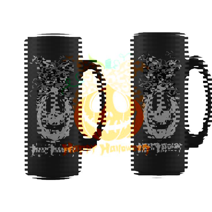 不気味なカボチャ ヒョウ柄 乱雑なお団子 ハロウィン 面白い コーヒーマグ