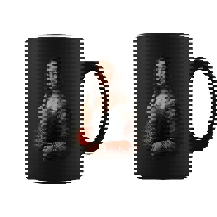 中指軽量グラフィックのモナリザ コーヒーマグ