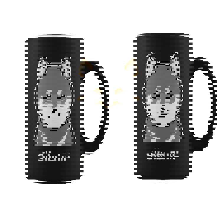 丸顔の黒柴さんのドット絵 長袖tシャツ コーヒーマグ