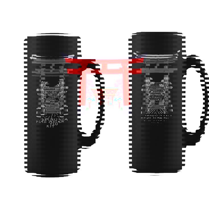 京都、日本、鳥居伏見稲荷大社、手描きデッサン コーヒーマグ