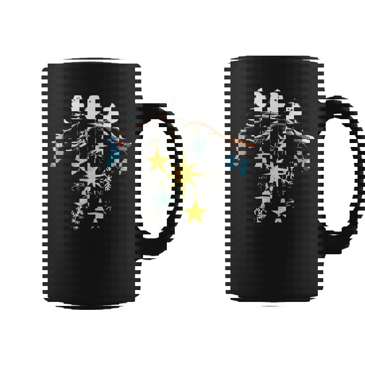 冬の飾り付けを楽しむ北海道の小鳥 シマエナガ 雪の結晶 コーヒーマグ